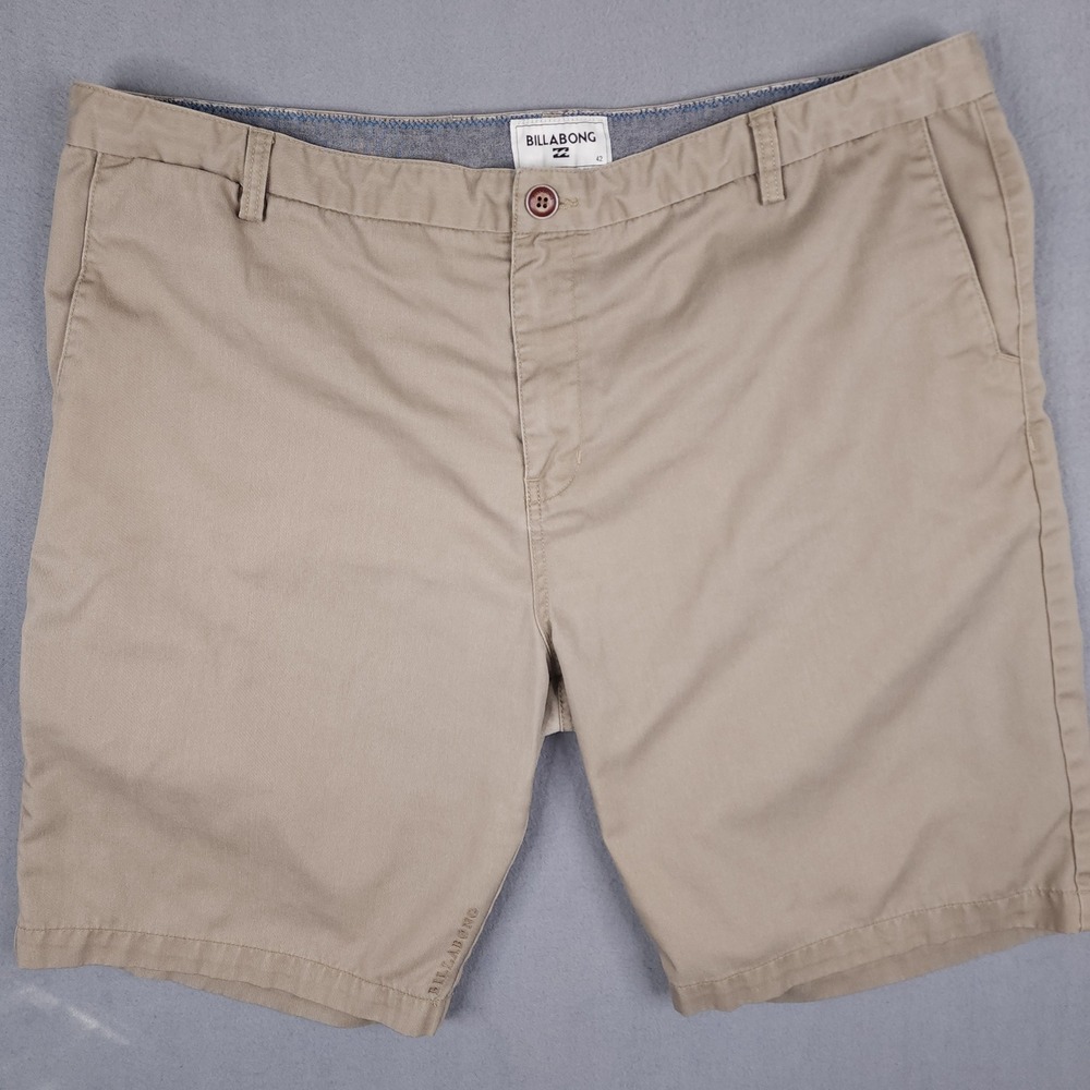 Billabong Chino Shorts Regular Fit Flat Front Cotton Twill Tan Mens 42